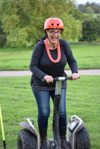 Helen on the Segway at the Taster Day