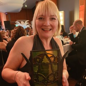 Sarah with her award
